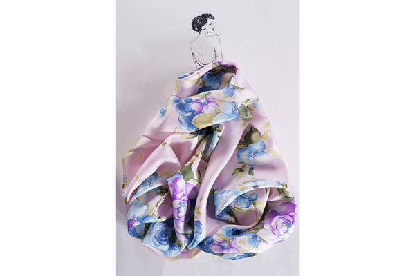 Tessuto Twill Rose Bouquet ST000655 per Abbigliamento