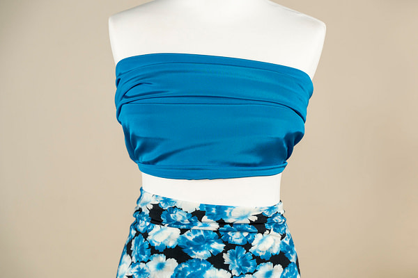 Blue floral silk crepe de chine fabric | new tess