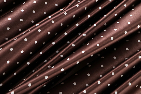 Brown micro polka dot silk satin fabric | new tess