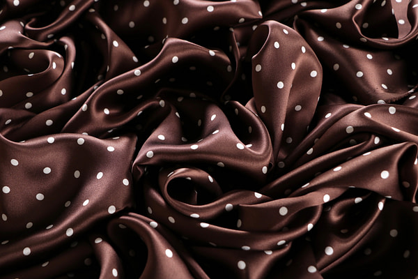Brown micro polka dot silk satin fabric | new tess