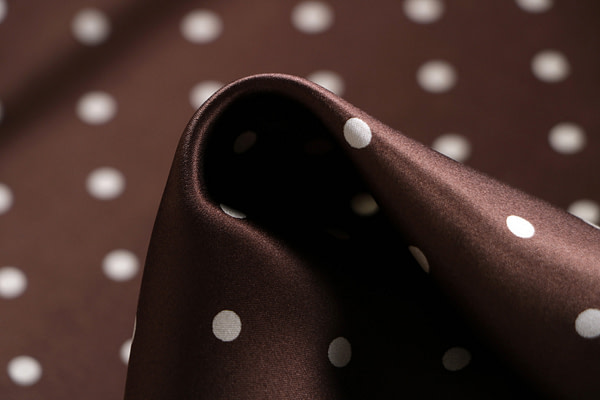 Brown micro polka dot silk satin fabric | new tess