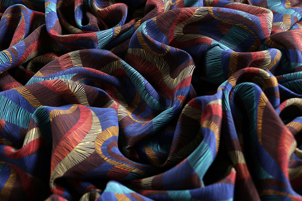 Optical geometric pattern pure silk crepe de chine fabric | new tess