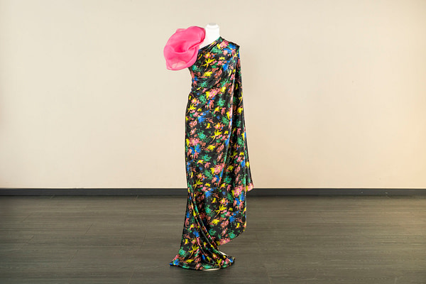 Pure silk satin fabric with a watercolour flower print | new tess