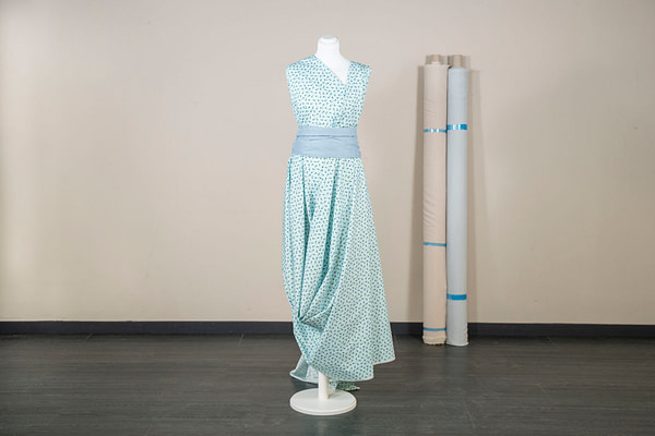 Light blue liberty flowers cotton poplin fabric | new tess