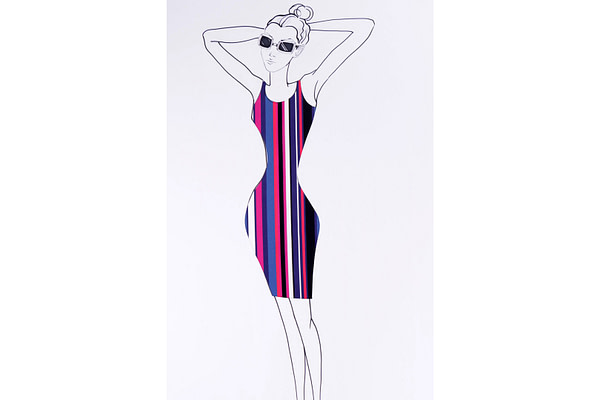 Multicoloured stripe pattern silk crepe de chine fabric | new tess