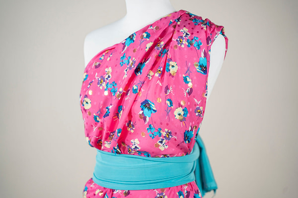 Fuchsia floral print silk lamé polka dot jacquard fabric | new tess