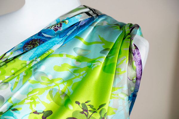 Flower print silk satin fabric | new tess