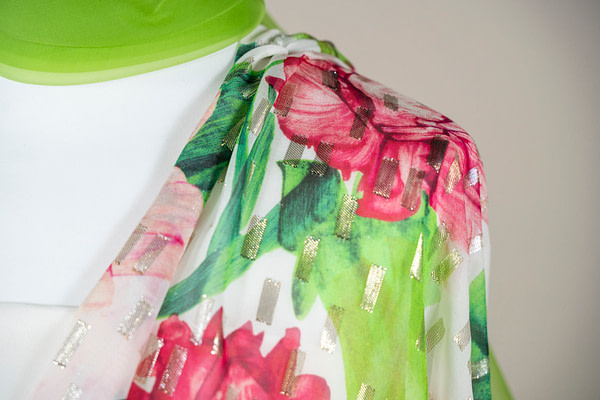 Floral print silk-blend lamé jacquard fabric | new tess