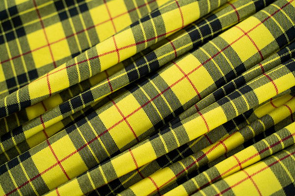 Yellow tartan fabric in pure wool | new tess