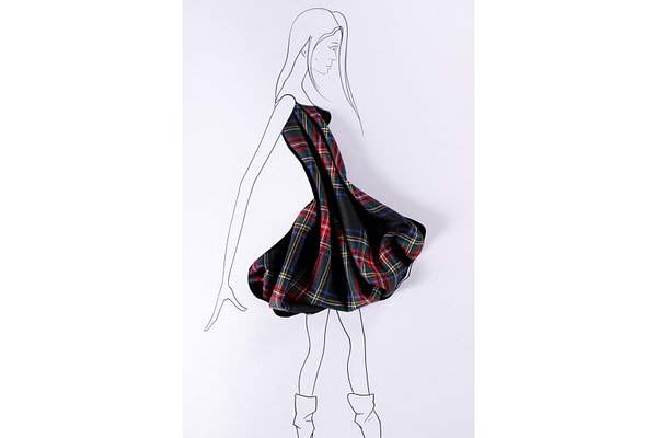 Black, red and green tartan fabric in pure wool | new tess
