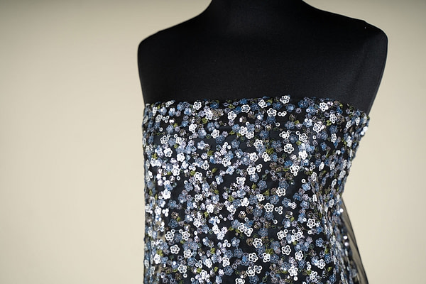 Floral embroidered and sequined tulle fabric | new tess