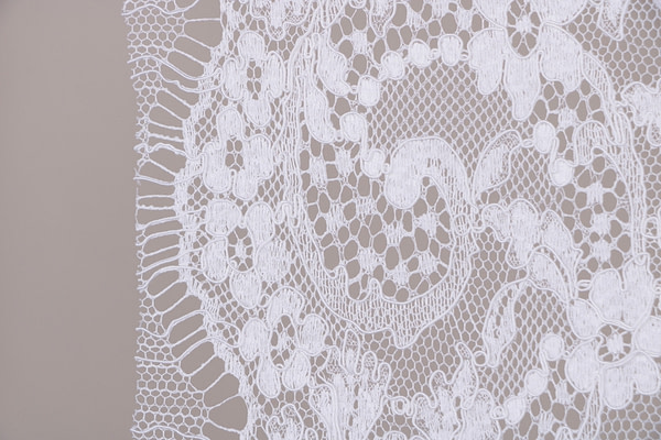 White embroidered lace fabric | new tess