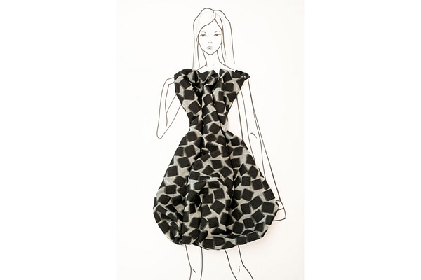 Black jacquard coupé fabric, cotton and silk | new tess