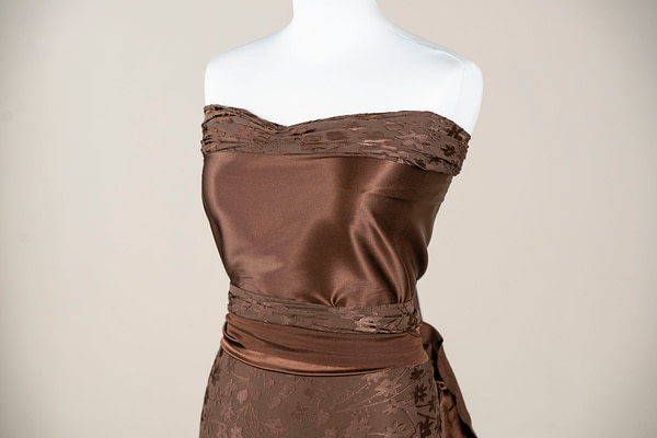 Tissu Couture Satin stretch Marron cacao en Soie, Stretch