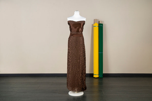 Chocolate fil coupé satin fabric | new tess