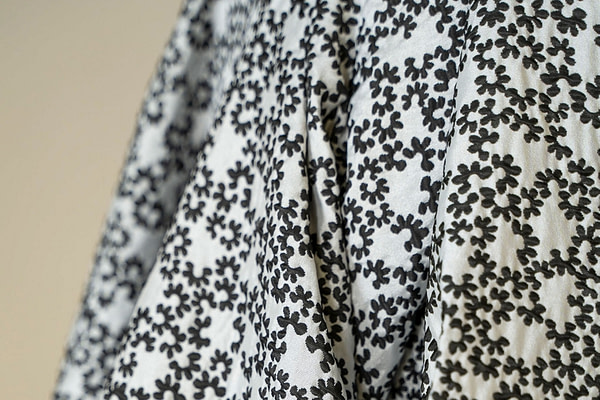 Black and white micro floral jacquard fabric | new tess