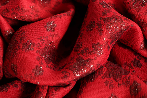Lacquer-red, cloqué lurex jacquard fabric | new tess