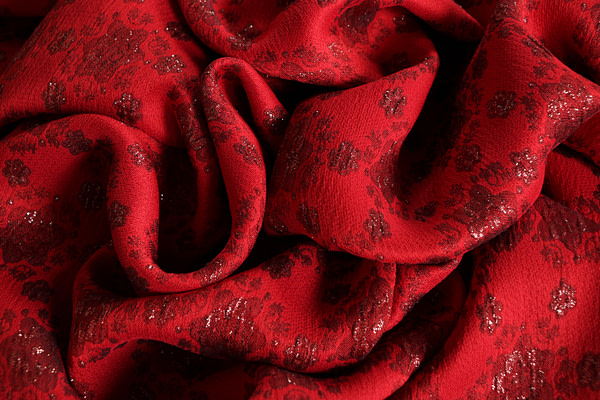 Lacquer-red, cloqué lurex jacquard fabric | new tess