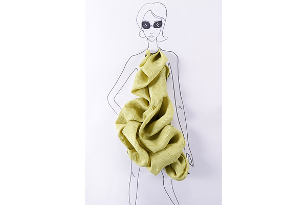 Acid green cloqué fabric in pure silk | new tess