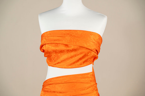 Orange floral jacquard fabric | new tess