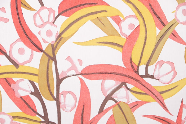 Pink and yellow floral print cotton poplin fabric | new tess