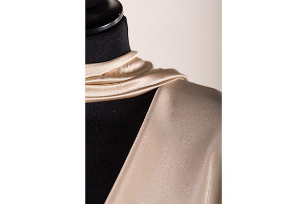 Almond beige silk crepe de chine fabric | new tess
