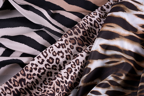 Animal print fabrics for dressmaking and high fashion