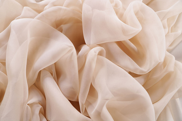 Almond beige chiffon fabric in pure silk | new tess