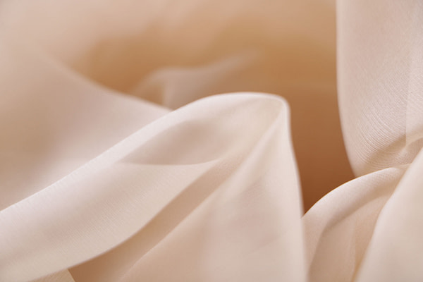 Almond beige chiffon fabric in pure silk | new tess