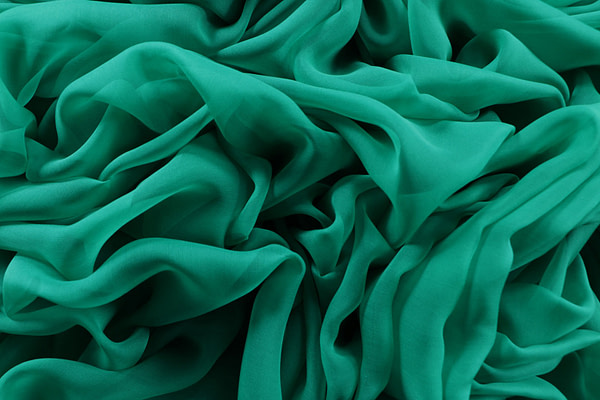 Bright green chiffon fabric in pure silk | new tess