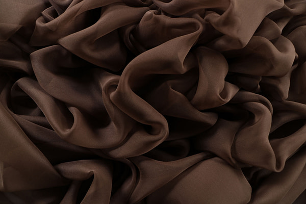 Bark brown chiffon fabric in pure silk | new tess