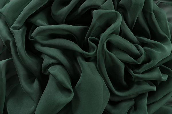 Shaded Spruce green chiffon fabric in pure silk | new tess