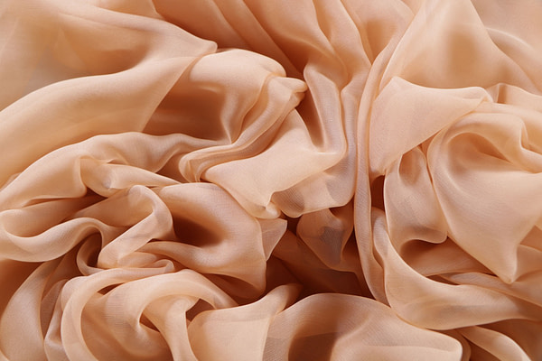 Biscuit beige chiffon fabric in pure silk | new tess