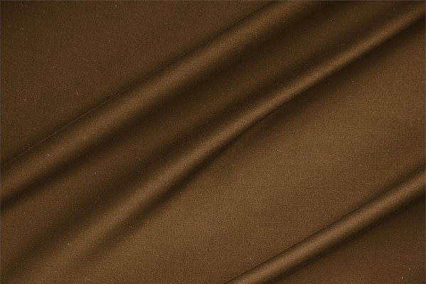 Tessuto Rasatello Di Cotone Stretch Cacao per Abbigliamento