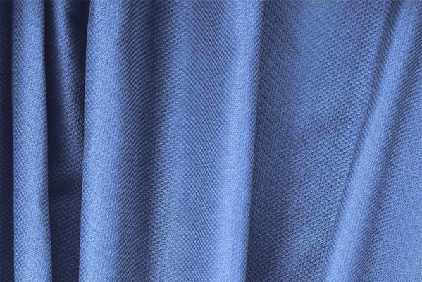 Light blue lightweight stretch cotton piqué fabric for dressmaking