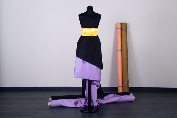 Lilac and black cotton sateen fabrics | new tess