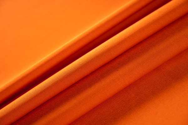 Pumpkin Orange Cotton, Silk Double Shantung Apparel Fabric
