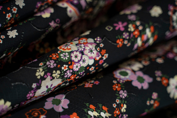 Floral cotton fil coupé fabric for dressmaking and fashion | new tess