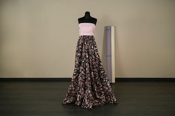 Floral cotton fil coupé fabric for dressmaking and fashion | new tess