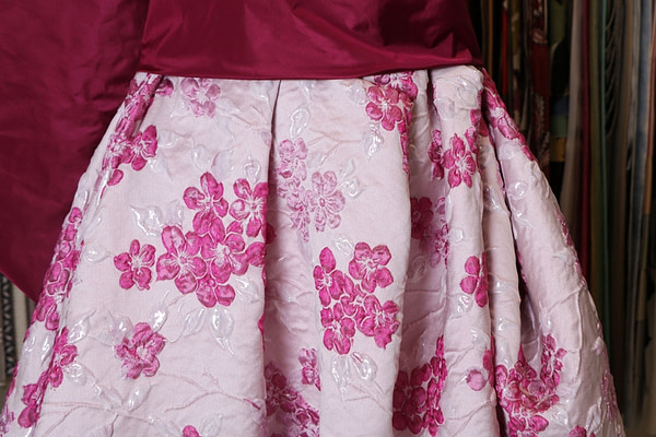 Fuchsia floral jacquard fabric | new tess