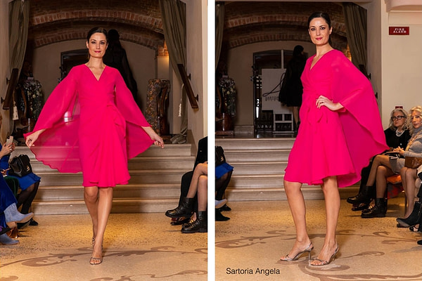 Tessuto Georgette Fuxia in seta per abbigliamento