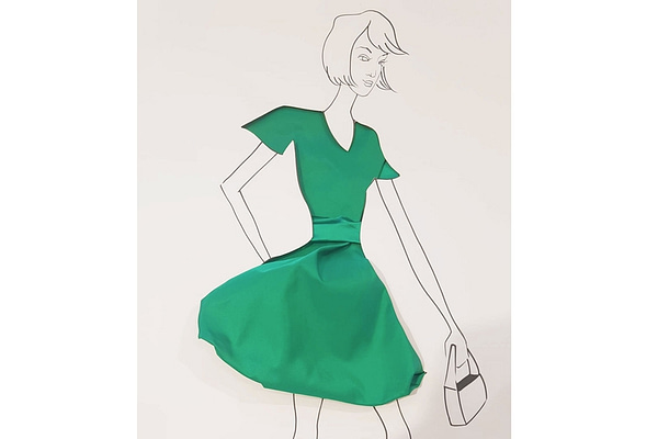 Bright green silk radzemire fabric for dressmaking | new tess