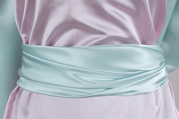 Water blue crêpe back satin fabric in pure silk | new tess