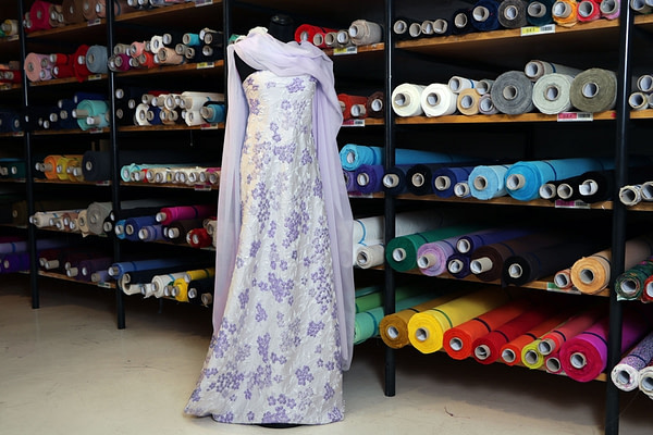 Lilac floral jacquard and plain silk chiffon | new tess fabrics