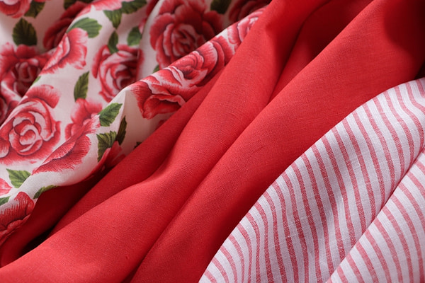 Red apparel linen fabrics | new tess