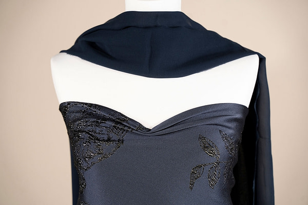 Night blue silk georgette scarf | new tess