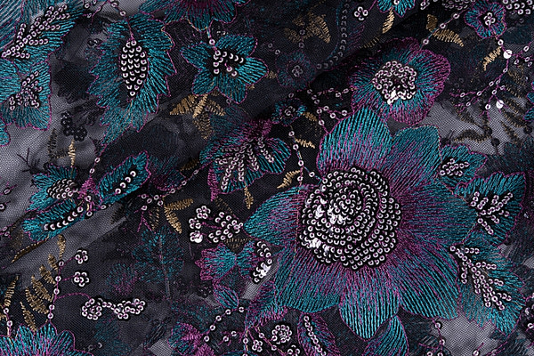 Nero, Verde, Viola Poliestere Apparel Fabric