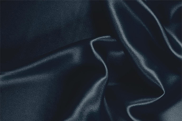 Tissu Couture Crêpe Satin Bleu frelon en Soie