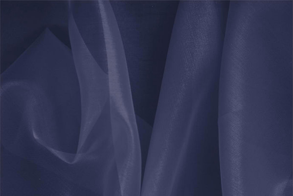 Marine Blue Silk Organza Apparel Fabric