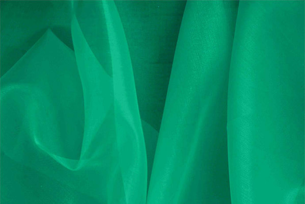 Tessuto Organza Primula Smeraldo per Abbigliamento